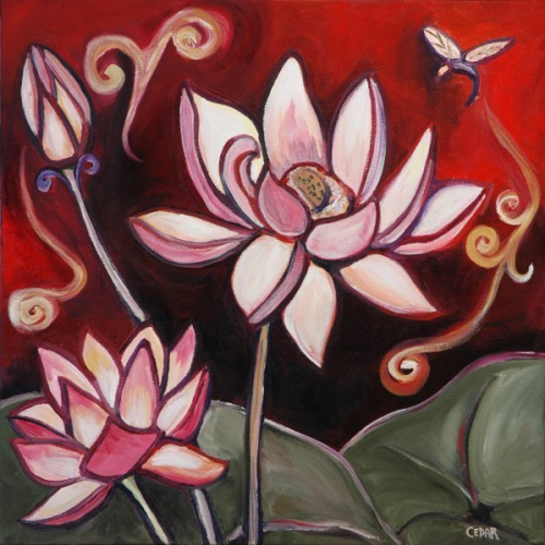Lotus VII. 20" x 20", Oil on Canvas, © 2008 Cedar Lee