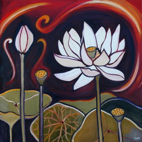 Lotus X. 30" x 30", Oil on Canvas, © 2009 Cedar Lee