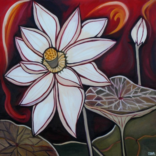 Lotus XI. 30" x 30", Oil on Canvas, © 2009 Cedar Lee