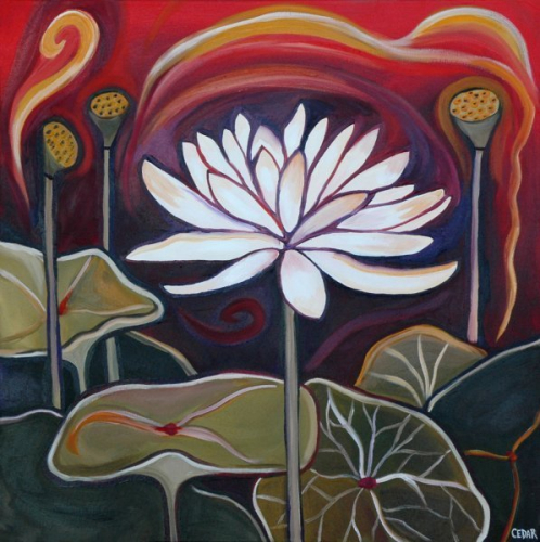 Lotus XII. 30" x 30", Oil on Canvas, © 2009 Cedar Lee