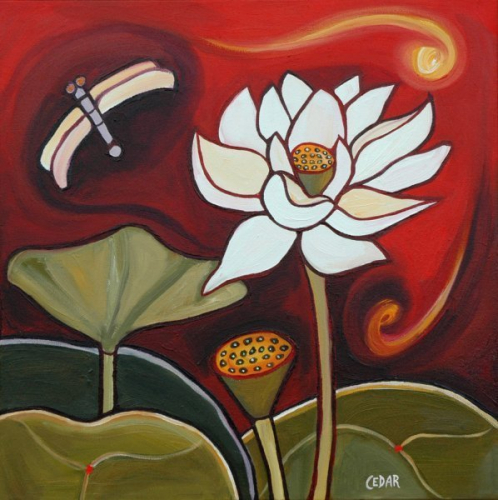 Lotus XIII. 20" x 20", Oil on Canvas, © 2009 Cedar Lee