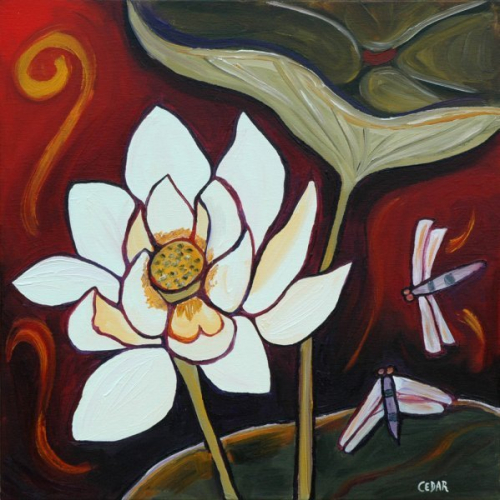 Lotus XIV. 20" x 20", Oil on Canvas, © 2009 Cedar Lee