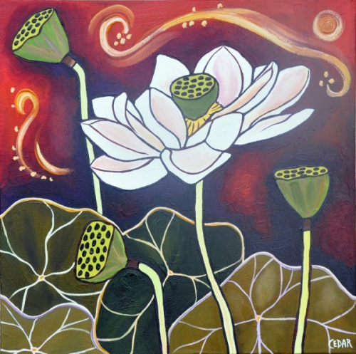 Lotus XIX. 20" x 20", Oil on Canvas, © 2011 Cedar Lee