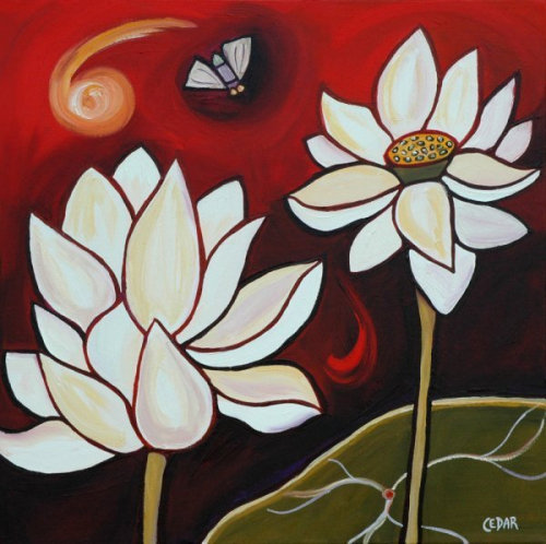 Lotus XV. 20" x 20", Oil on Canvas, © 2009 Cedar Lee