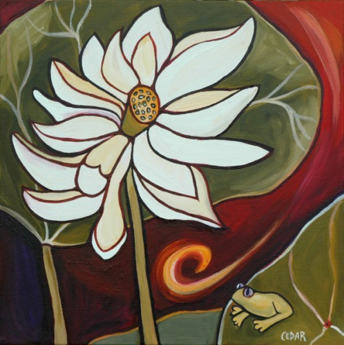 Lotus XVI. 20" x 20", Oil on Canvas, © 2009 Cedar Lee