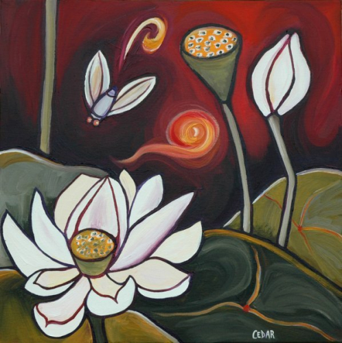 Lotus XVII. 20" x 20", Oil on Canvas, © 2009 Cedar Lee