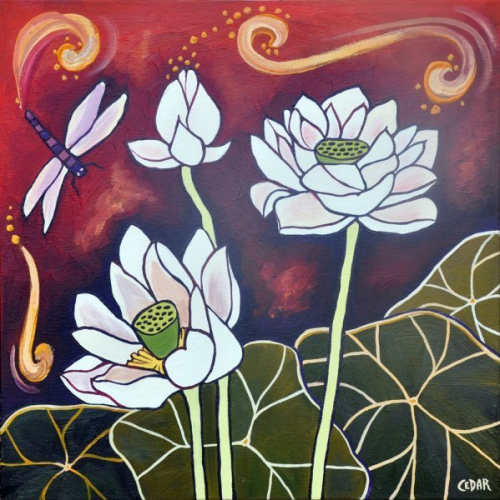 Lotus XVIII. 20" x 20", Oil on Canvas, © 2011 Cedar Lee