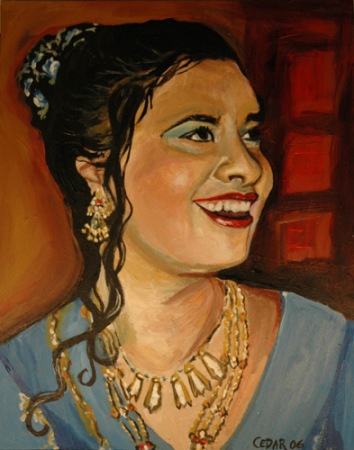 Shenaz. 10" x 8", Acrylic on Wood, © 2006 Cedar Lee