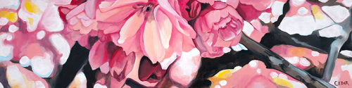 Pink Awakening. 12" x 48", Acrylic on Wood, © 2025 Cedar Lee
