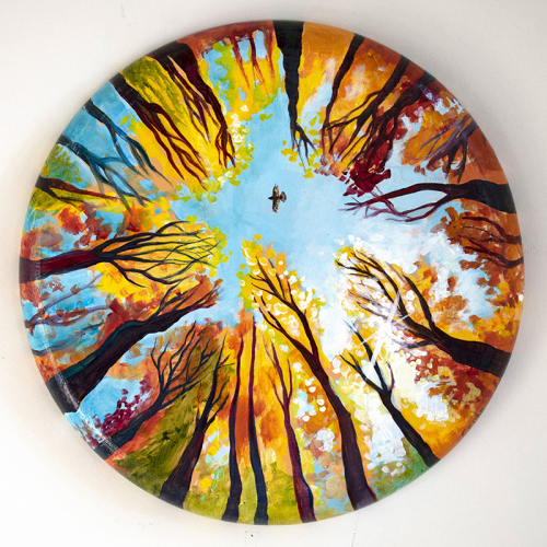 Autumn Sphere. 16" Diameter, Acrylic on Canvas, © 2021 Cedar Lee