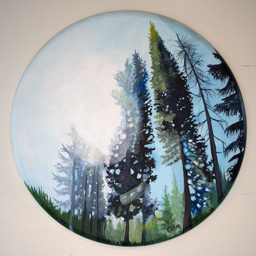 Blue Glow. 36" Diameter, Acrylic on Canvas, © 2020 Cedar Lee