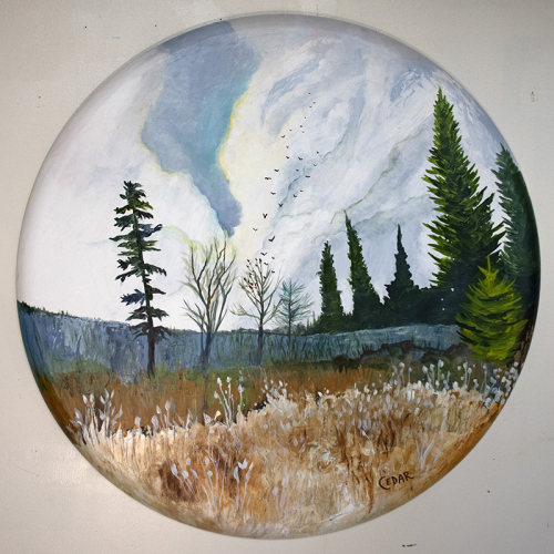 Field of Peace. 36" Diameter, Acrylic on Canvas, © 2021 Cedar Lee