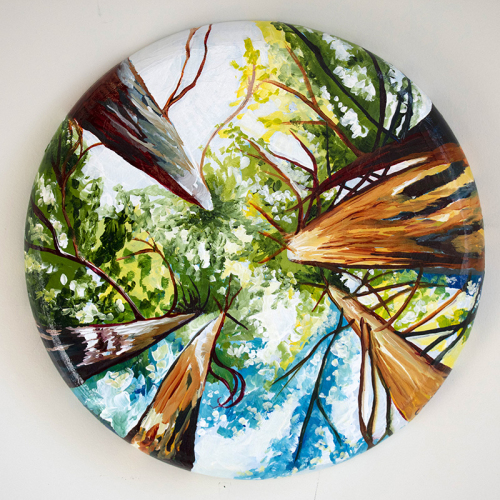 Green Forest Sphere. 16" Diameter, Acrylic on Canvas, © 2021 Cedar Lee