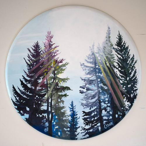 Shine Down. 36" Diameter, Acrylic on Canvas, © 2020 Cedar Lee