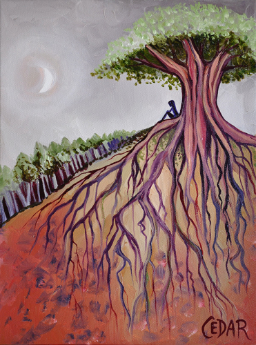Moonlit Solitude. 16" x 12", Oil on Canvas, © 2015 Cedar Lee