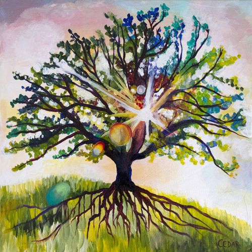 The Love Oak. 20” x 20”, Acrylic on Canvas, © 2022 Cedar Lee