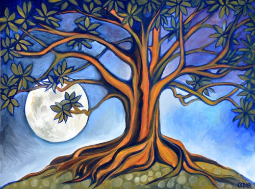 Milk Moon Rising. 18" x 24", Oil on Canvas, © 2013 Cedar Lee