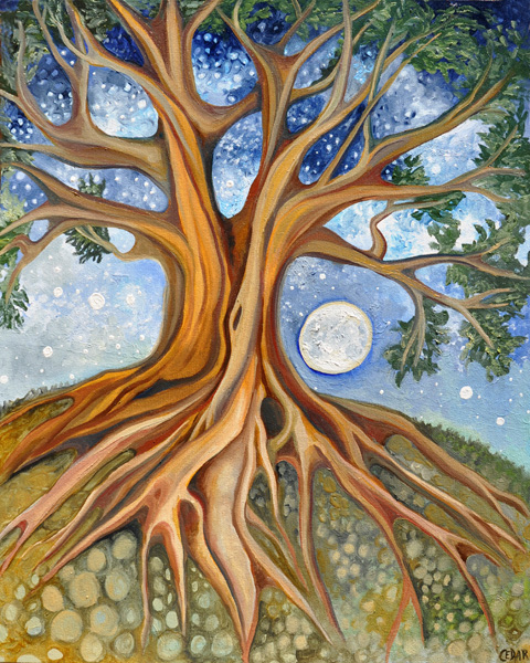 Seed Moon Rising. 30" x 24″, Oil on Canvas. © Cedar Lee 2013