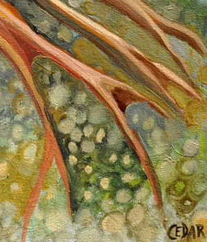 Detail of painting by Cedar Lee: "Seed Moon Rising"