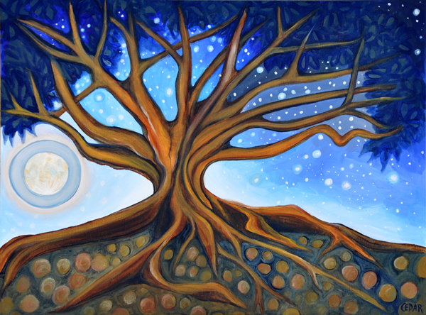 Golden Haloed Moon. 18" x 24″, Oil on Canvas. © Cedar Lee 2013