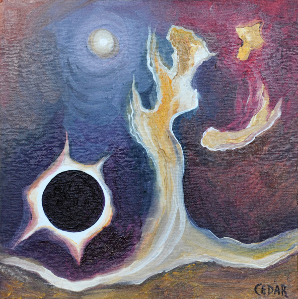 Eclipse of a Binary Star. 10" x 10", Oil on Wood, © 2013 Cedar Lee