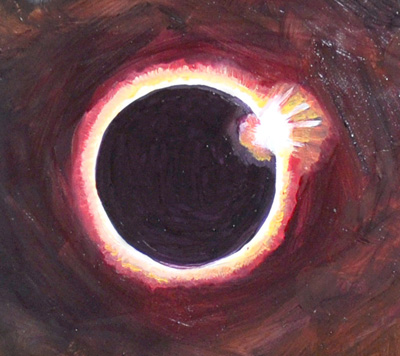 Detail: Eclipse Over Watchful Forest. 24" x 24", Oil on Wood, © 2013 Cedar Lee