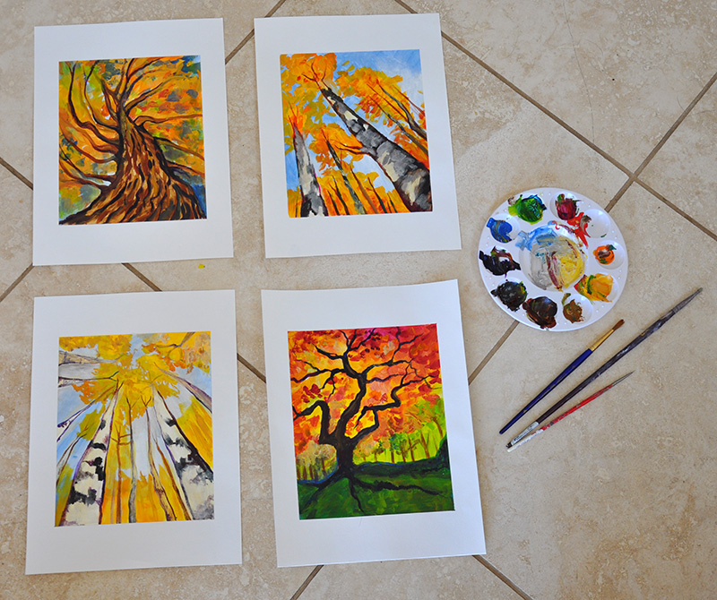 Small works on paper by Cedar Lee: Autumn trees