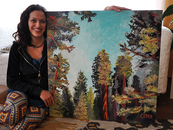 Cedar Lee with painting "The Clearing"