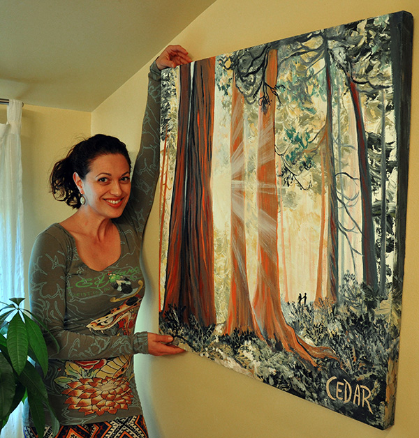 Cedar Lee with painting "Explorers"