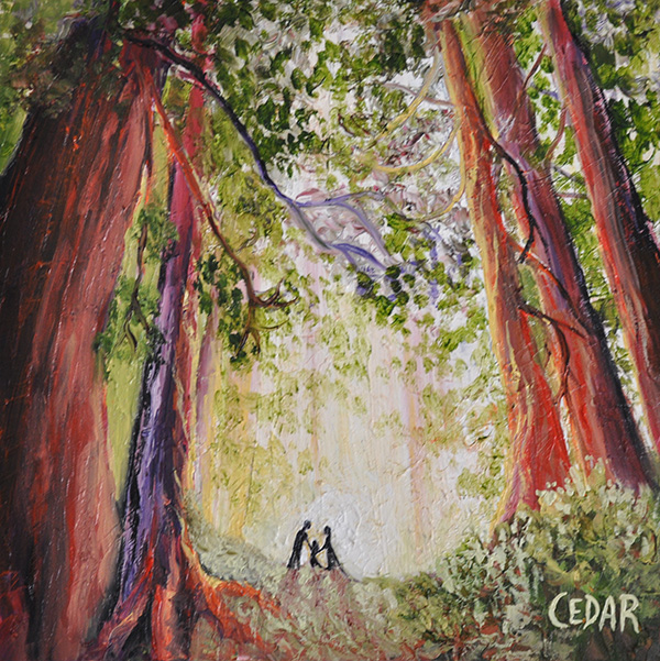 Walk With Grace. 16" x 16", Oil on Wood, © 2015 Cedar Lee