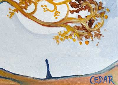 Close-up detail: Silence is Golden. 12" x 16", Oil on Canvas, © 2015 Cedar Lee