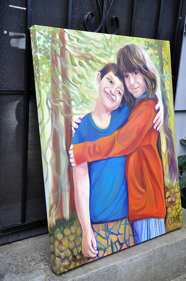 Sweet Siblings. 30" x 24", Oil on Canvas, © 2015 Cedar Lee