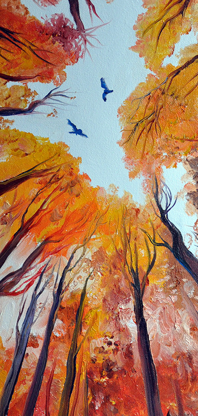 Detail: Autumn Hunters. 24" x 18", Oil on Canvas, © 2015 Cedar Lee