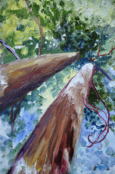 Detail: Glowing Forest. 30" x 24", Oil on Wood, © 2015 Cedar Lee