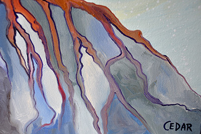 Close-up detail: Moonlit Flight. 16" x 12", Oil on Canvas, © 2016 Cedar Lee