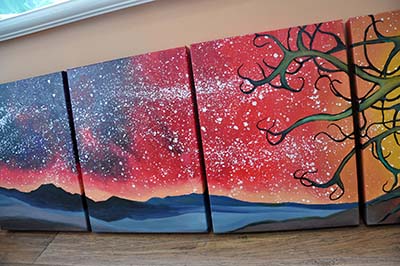 Detail: Stargazer. 16" x 60" (5 panels), Oil on Canvas, © 2016 Cedar Lee