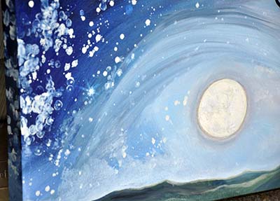 Detail: Moon Watcher. 12" x 36", Oil on Canvas, © 2016 Cedar Lee