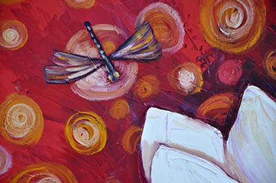 Detail: Dragonfly's Discovery. 24" x 36", Oil on Canvas, © 2016 Cedar Lee
