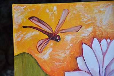 Detail: Dragonfly and Fish. 36" x 24", Oil on Canvas, © 2016 Cedar Lee