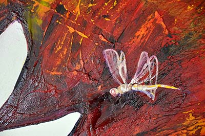 Detail: Three Dragonflies. 24" x 36", Oil on Canvas, © 2016 Cedar Lee