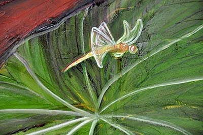 Detail: Three Dragonflies. 24" x 36", Oil on Canvas, © 2016 Cedar Lee