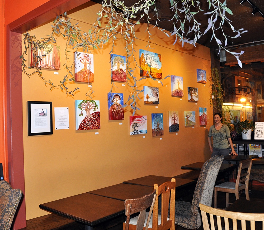 Cedar Lee's Tree of Life paintings at Nectar Cafe in NE Portland