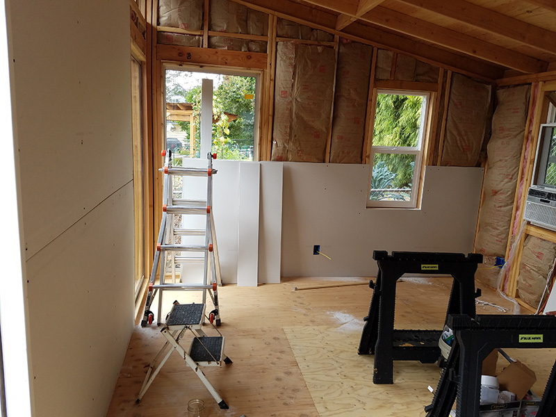 Portland art studio of Cedar Lee, under construction