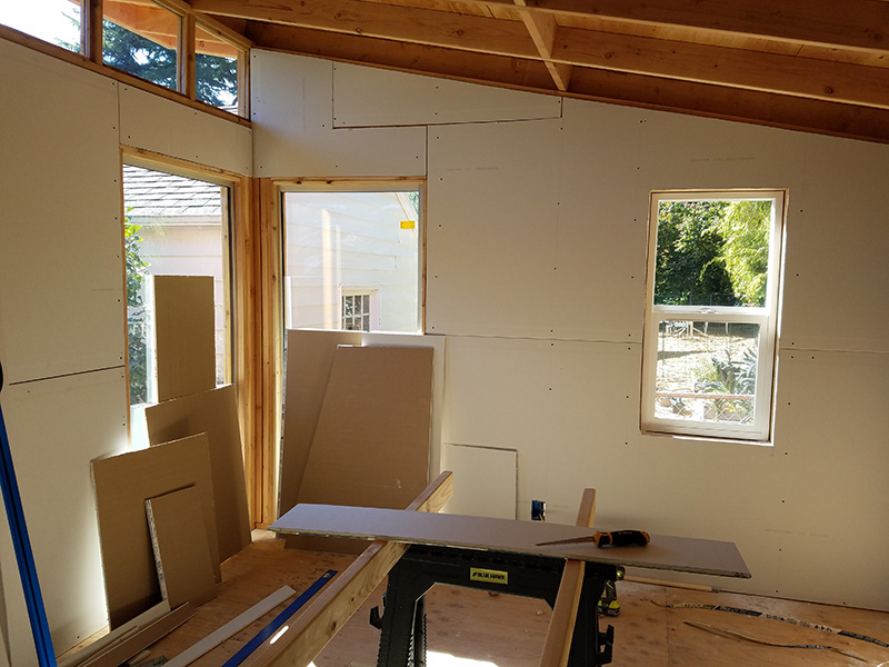 Portland art studio of Cedar Lee, under construction