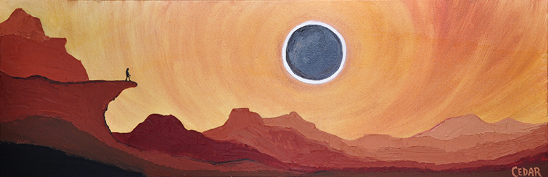 Eclipse From the Precipice. 12" x 36", Oil on Canvas, © 2017 Cedar Lee