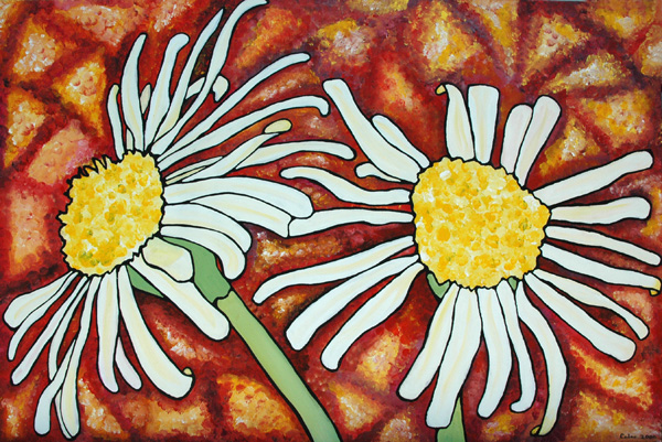 Daisies. 24" x 36", Acrylic on Canvas, © 2001 Cedar Lee