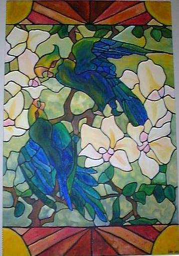 Early work by Cedar Lee: Copy of Tiffany stained glass window