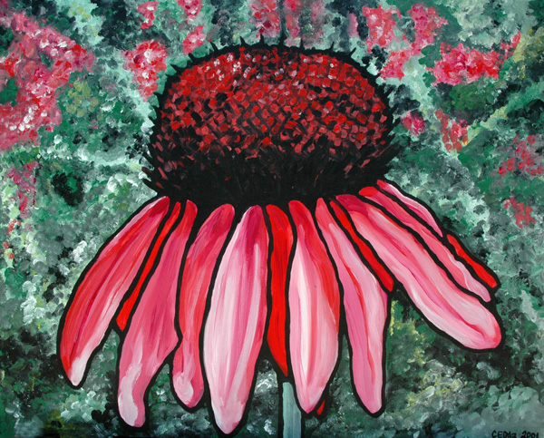 Purple Coneflower. 24" x 30", Acrylic on Canvas, © 2000 Cedar Lee