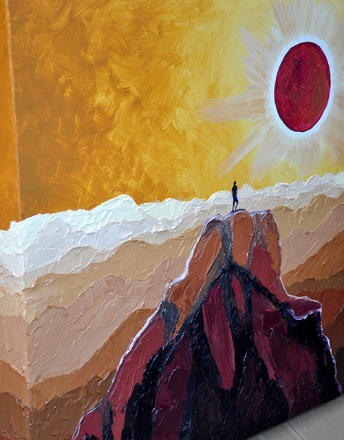 Detail: Eclipse at the Top of the World. 24" x 30", Oil on Canvas, © 2017 Cedar Lee