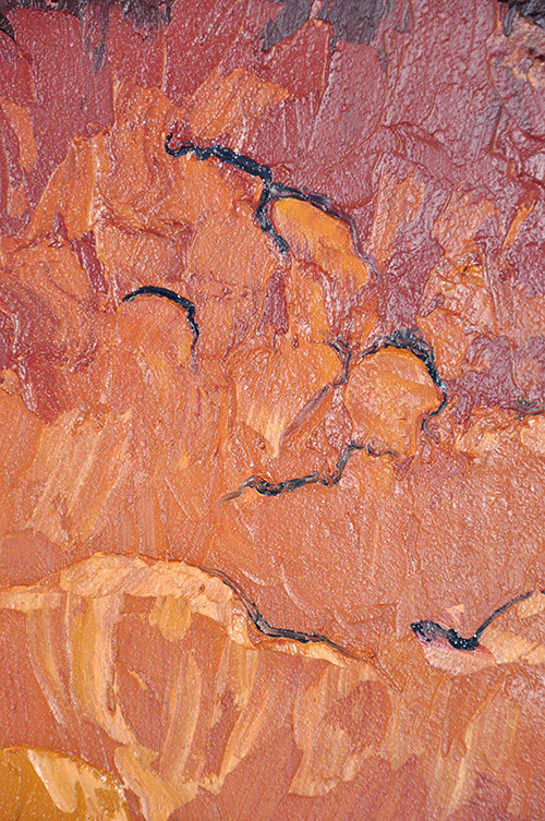 Close-up detail: Thick texture of paint